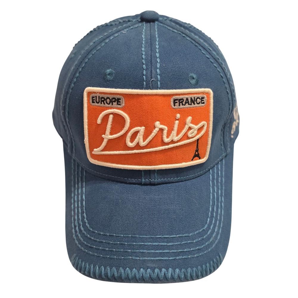 Robin Ruth Paris France Souvenir Baseball Cap Blue Orange Embroidered Hat Mens